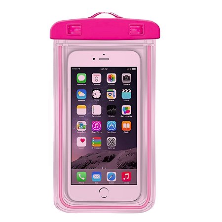 Capa de Celular Transparente Rosa Prova Dágua Universal