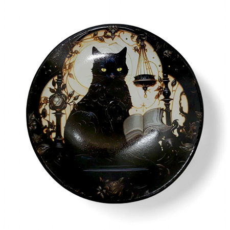 Incensário de Gato Preto Magia e Energia Espiritual 10 cm