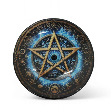 Incensário de Cerâmica Azul Wicca Proteção Espiritual 10cm