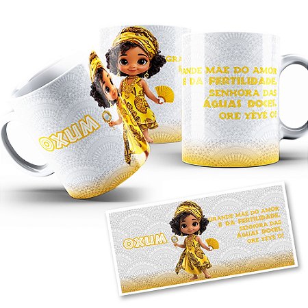 Caneca Oxum mirim Coleção Orixás Umbanda Candomblé 325ml