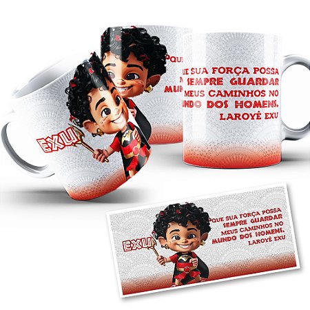 Caneca Exu Mirim Coleção Orixás Umbanda Candomblé 325ml