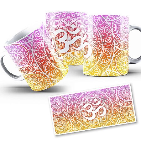 Caneca OM Degradê Laranja Som do Universo Espiritual 325ml