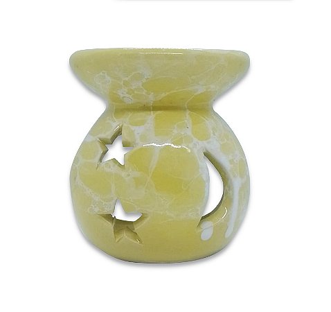 Rechô em Cerâmica Céu Porta Velas Perfumadas Amarelo
