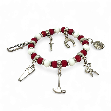 Pulseira Ogum Vermelho e Branco Orixás Umbanda Candomblé