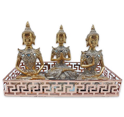 Trio de Buda da Reflexão Yoga Refletindo Buda Com Bandeja