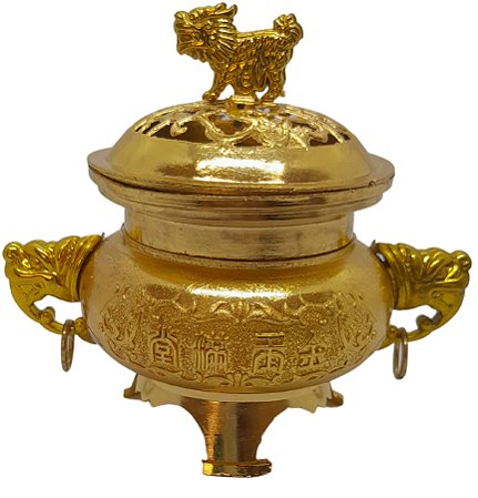 Turíbulo Sacro Defumador Divino De Mesa Metal Dourado 10cm
