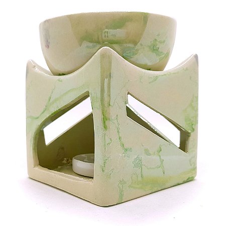Rechô Mármore Quadrado em Cerâmica Difusor Aromaterapia 10cm