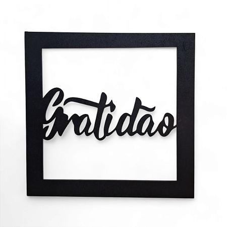 Placa Decorativa Palavra Gratidão em Mdf Cor Preto 19 cm