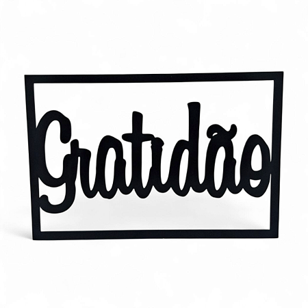 Placa Decorativa Palavra Gratidão em Mdf Cor Preto 28 cm