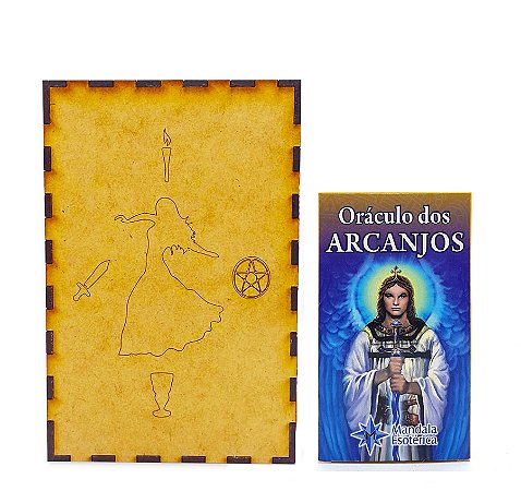 Poderoso Oráculo dos Arcanjos Porta Tarô Místico em Madeira