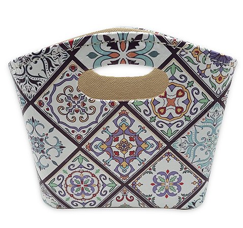 Porta Revista ou Cesto de Flores Bolsa Ladrilhos 20x16cm