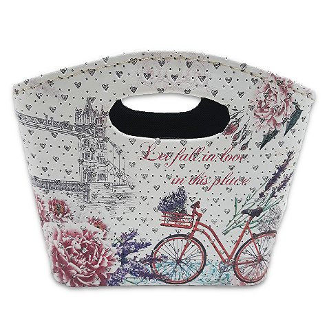 Porta Revista ou Cesto de Flores Formato Bolsa Bicicleta