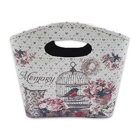 Porta Revista ou Cesto de Flores Formato Bolsa Natureza