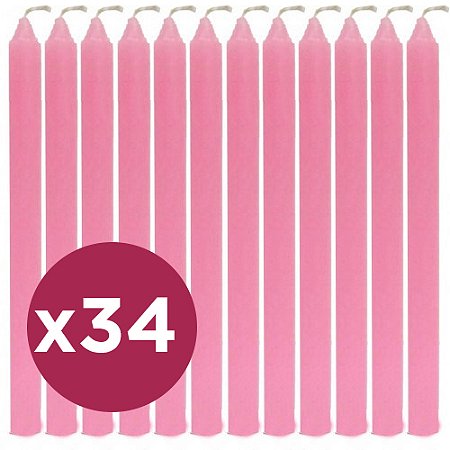 Maço 34 Velas Erê Ibeji Vela Palito Rosa Umbanda Candomblê