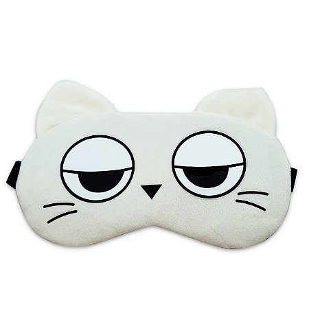 Máscara Para Dormir Gato Branco Gel Térmico Reduz Olheiras