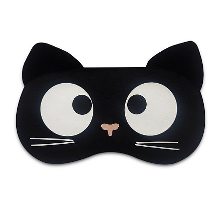 Máscara Para Dormir Gato Preto Gel Térmico Reduz Olheiras