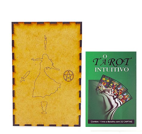 O Tarô Intuitivo 22 Cartas com Porta Tarô Madeira Mística