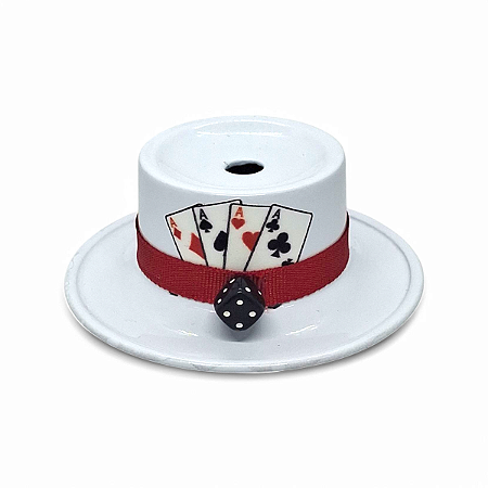 Ofertador Porta Cigarro Zé Pilintra Cartola Branca Metal 7cm