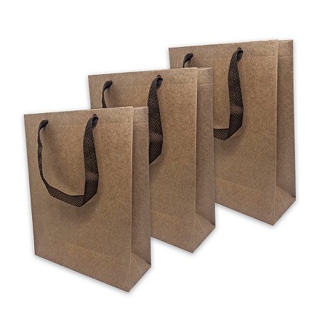 Kit 100 Sacolas De Papel Kraft P Com Alça Prática 20 cm