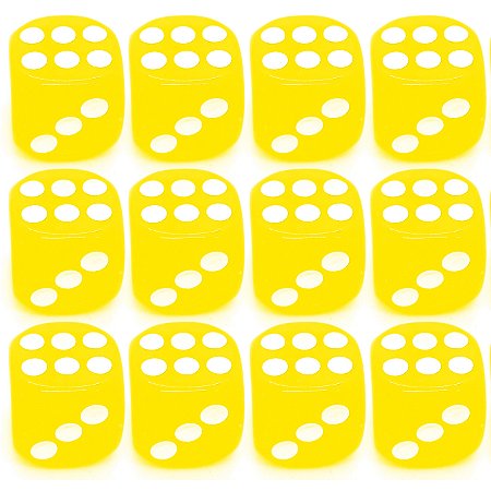 Kit 12 Dados Amarelos 6 Lados 14mm Orixás Umbanda Erês