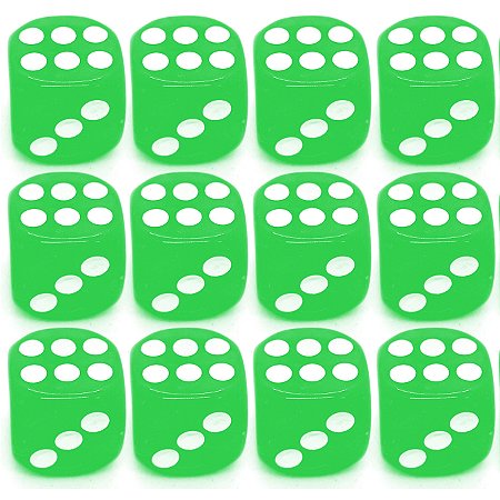 Kit 12 Dados Verde 6 Lados 14mm Orixás Umbanda Oxóssi Xangô