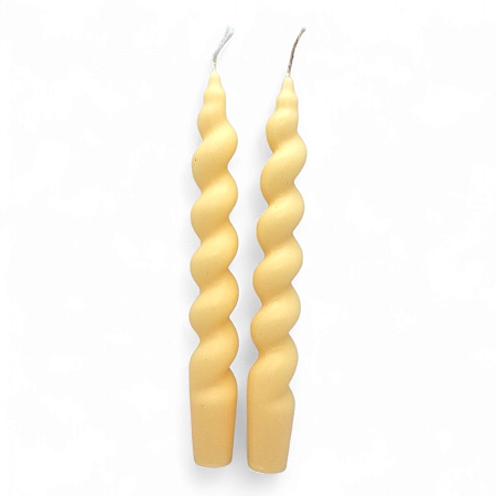 Kit 2 Velas Espirais Amarelas Elegantes Para Castiçal 19 cm