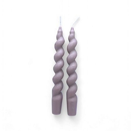 Kit 2 Velas Espirais Roxas Elegantes Para Castiçal 19 cm