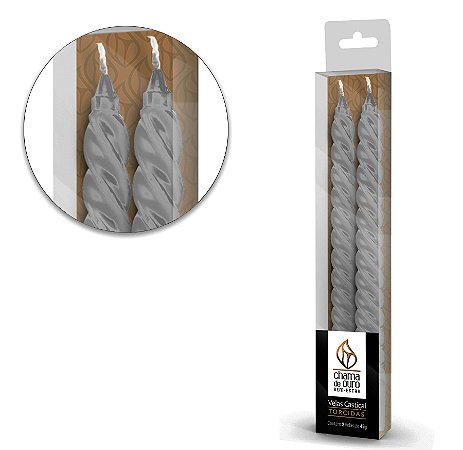 Kit 2 Velas Premium Prata Elegante Para Castiçal 45 gramas