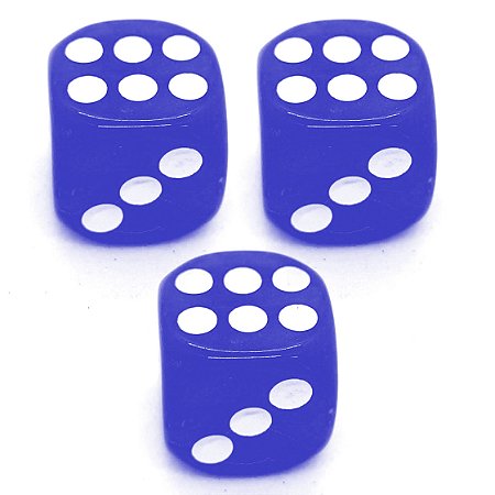 Kit 3 Dados Azul 6 Lados 14mm Orixás Umbanda Erê Iemanjá