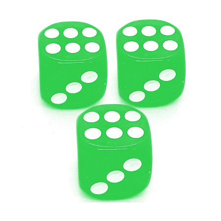 Kit 3 Dados Verde 6 Lados 14mm Orixás Umbanda Oxóssi Xangô