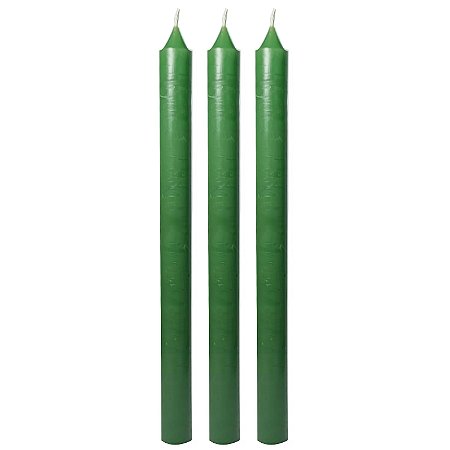 Kit 3 Vela Verde Caboclo Oxóssi Saúde Cura19c Queima 6 Horas