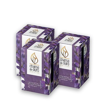 Kit 3 Velas Lavanda Aromáticas Perfumada Decorativa 60g