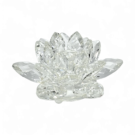 Flor de Lótus Cristal Transparente Brilhante Espiritual 6 cm