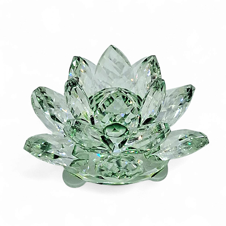 Flor de Lótus Cristal Verde Brilhante Beleza Espiritual 6 cm