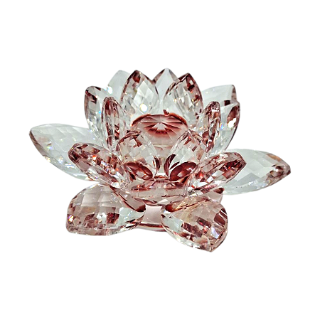 Flor de Lótus Cristal Vermelho Brilhante Espiritual 6 cm