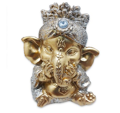 Ganesha da Sabedoria Enfeite Ganesha Mudinho Gold 8 cm