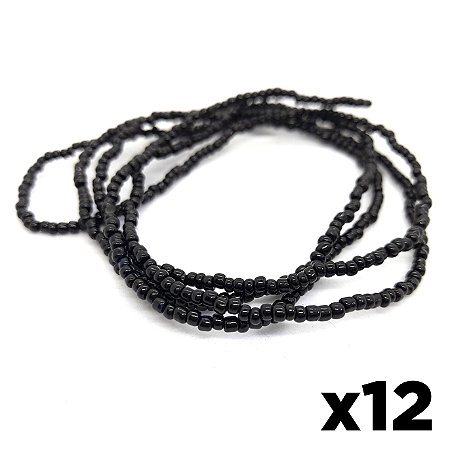Guia De Miçanga Preto Exu Pombagira 60cm 12 un