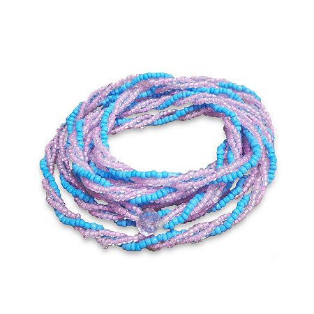 Guia Miçanguinha Ibeji Erê Azul Rosa 3 Fios Trançado 50 cm
