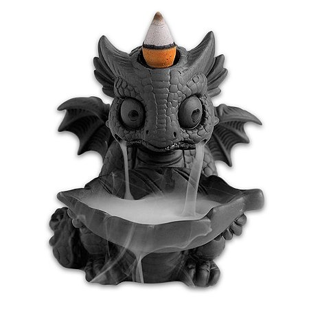 Incensário Baby Dragão da Folha Incenso Cone Cascata 12 cm