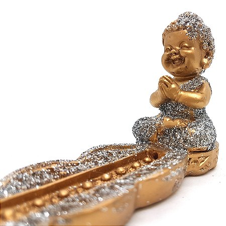 Incensário Vareta Baby Buda Brilhante Meditando Canaleta 16c