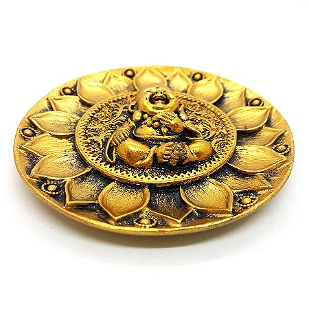 Incensário Vareta Baby Buda Mantra Dourado Resina Proteção