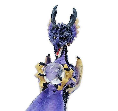 Incensário Vareta Dragão Mágico Bola de Cristal 33cm Lilás