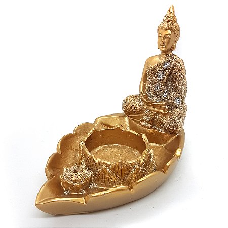 Incensário Vareta Porta Vela Buda Sagrado Brilhante Com Vela