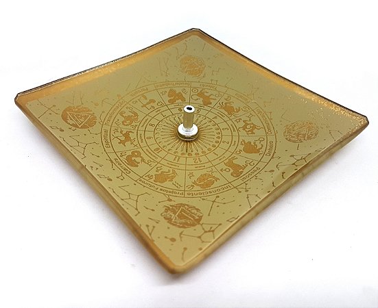 Incensário Vareta Zodíaco Astral Gold Dourado Vidro 11CM