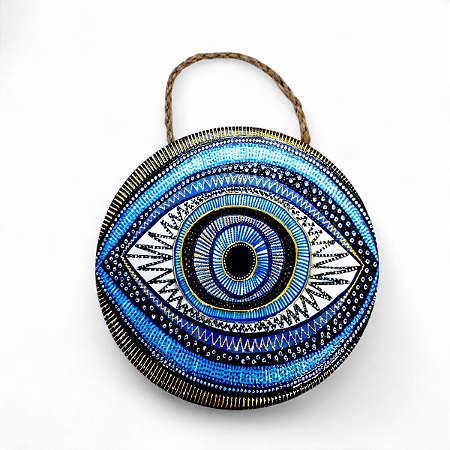 Enfeite de Parede Olho Grego Detalhado em Azul 16 cm
