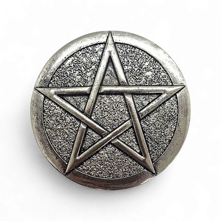 Enfeite de Porta Pentáculo Para Altar Wicca Niquel 8 cm
