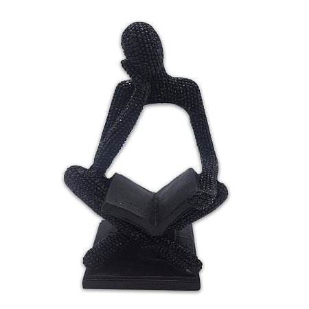 Enfeite de resina Reflexão Espiritual Preto Brilhante 13 cm