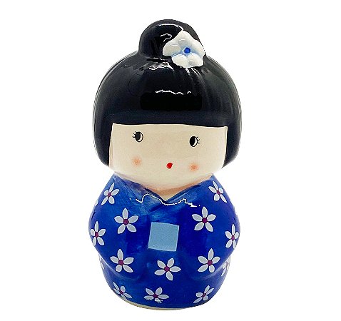 Enfeite Japonesa Kokeshi Azul afasta coisas ruins Cerâmica
