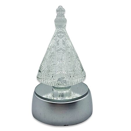 Enfeite Nossa Senhora com Base Redonda Espelhada Led Rgb 9cm