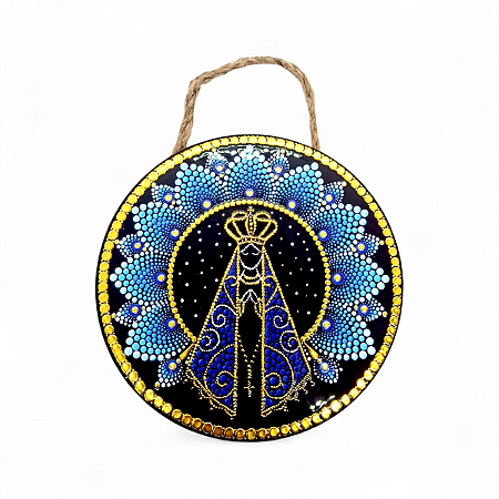 Enfeite Parede Nossa Senhora Porcelana Mandala Floral 16 cm
